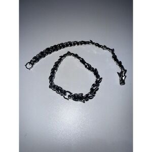 2 Mens/Womens Solid Sterling Silver Chain Dragon Bone Link Bracelet